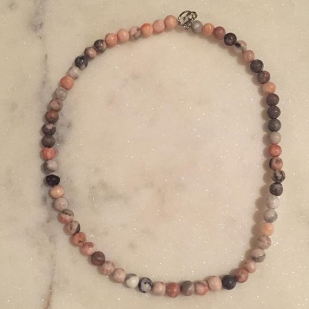 pink marble handmade necklace!